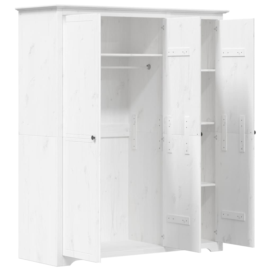 Garde-robe BODO blanc 146x53,5x173 cm bois massif de pin - XIOS