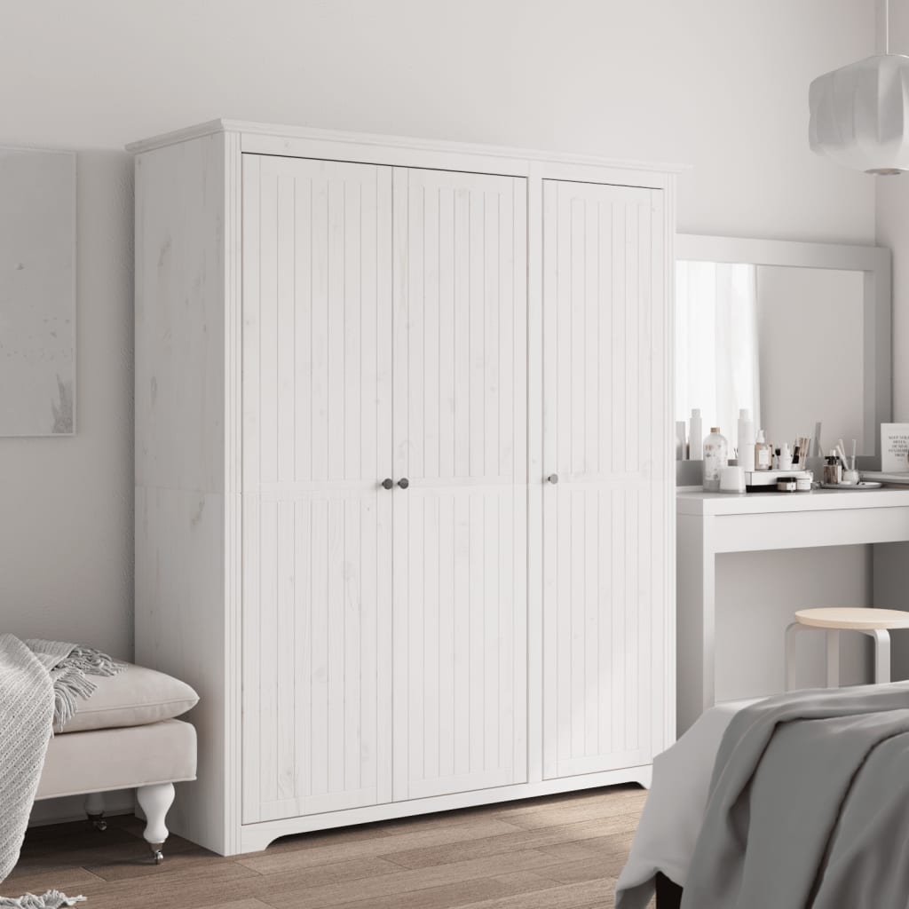 Garde-robe BODO blanc 146x53,5x173 cm bois massif de pin - XIOS