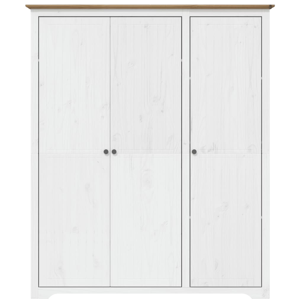 Garde-robe BODO blanc marron 146x53,5x173 cm bois massif de pin - XIOS
