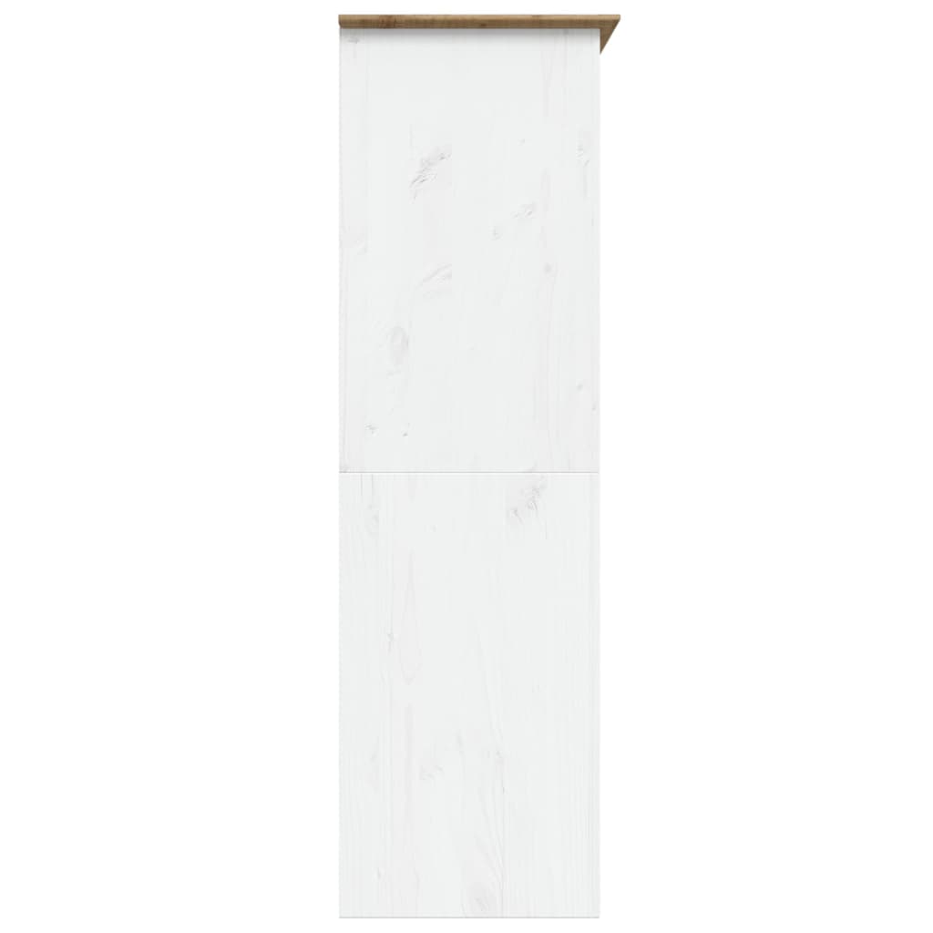 Garde-robe BODO blanc marron 146x53,5x173 cm bois massif de pin - XIOS
