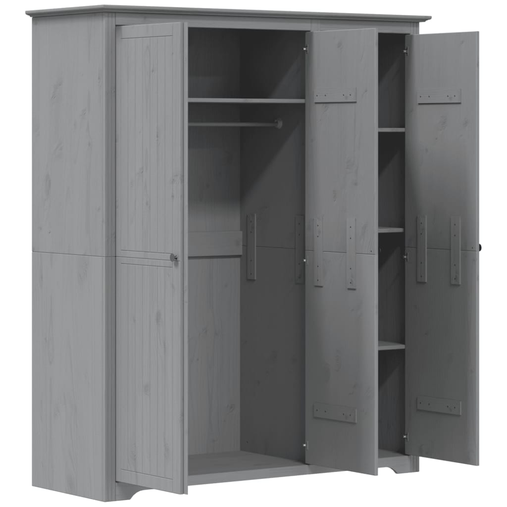 Garde-robe BODO gris 146x53,5x173 cm bois massif de pin - XIOS