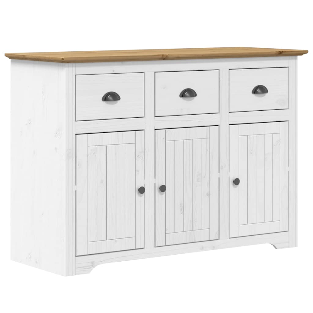Buffet BODO blanc et marron 115,5x44x80 cm bois massif de pin - XIOS