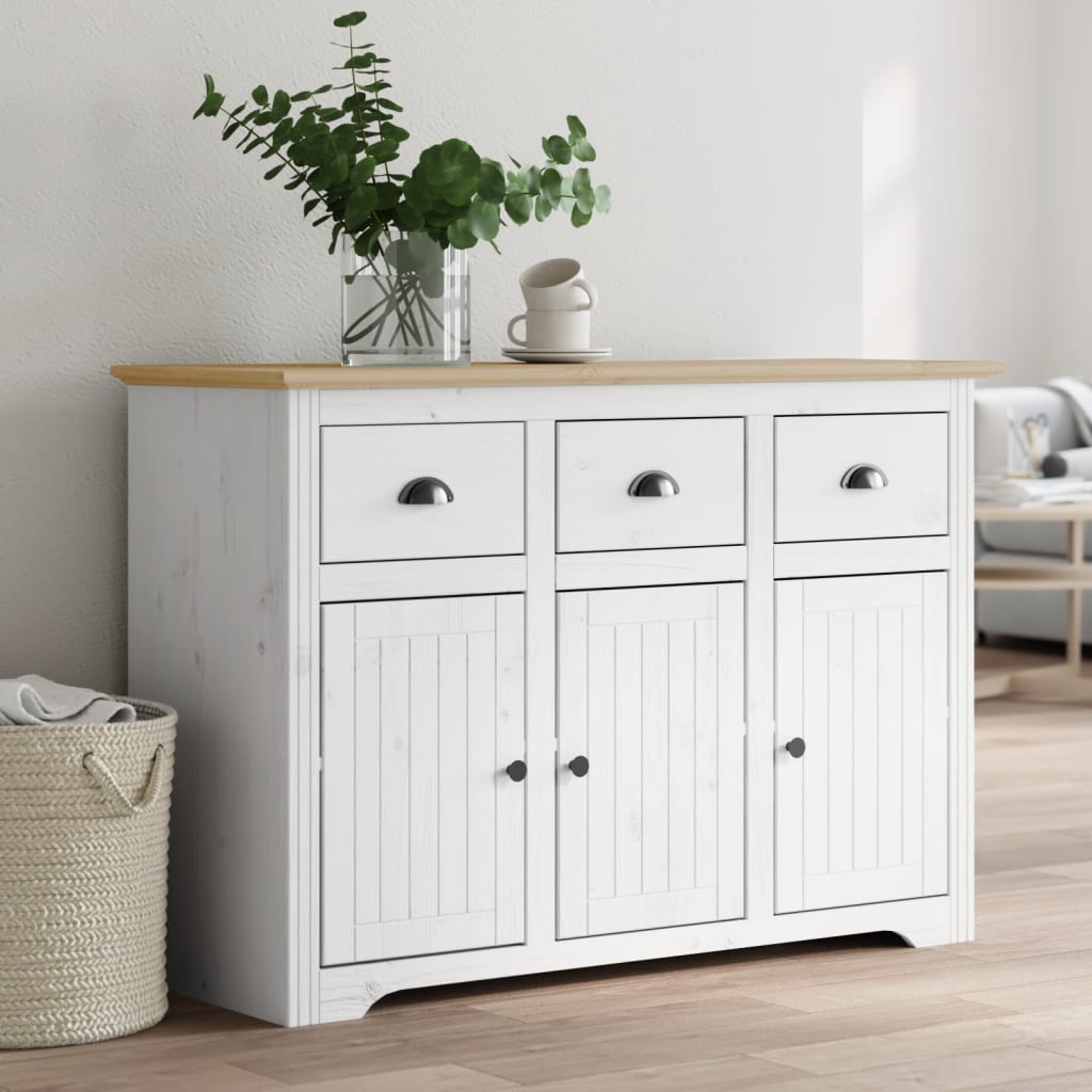 Buffet BODO blanc et marron 115,5x44x80 cm bois massif de pin - XIOS