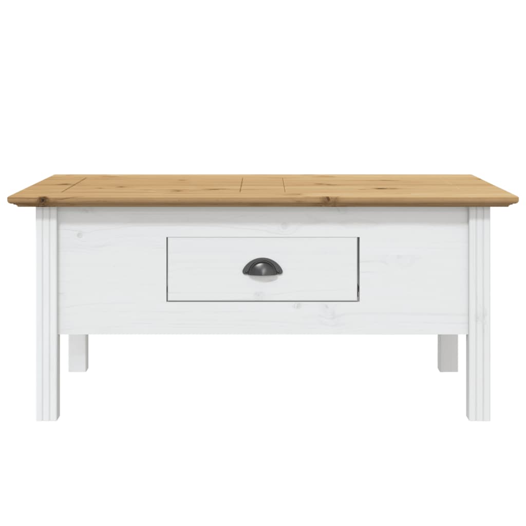 Table basse BODO blanc et marron 100x55x46cm bois de pin massif - XIOS