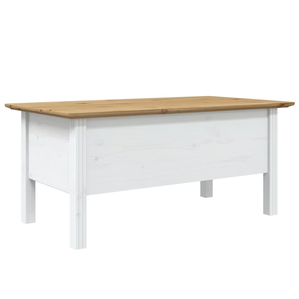 Table basse BODO blanc et marron 100x55x46cm bois de pin massif - XIOS