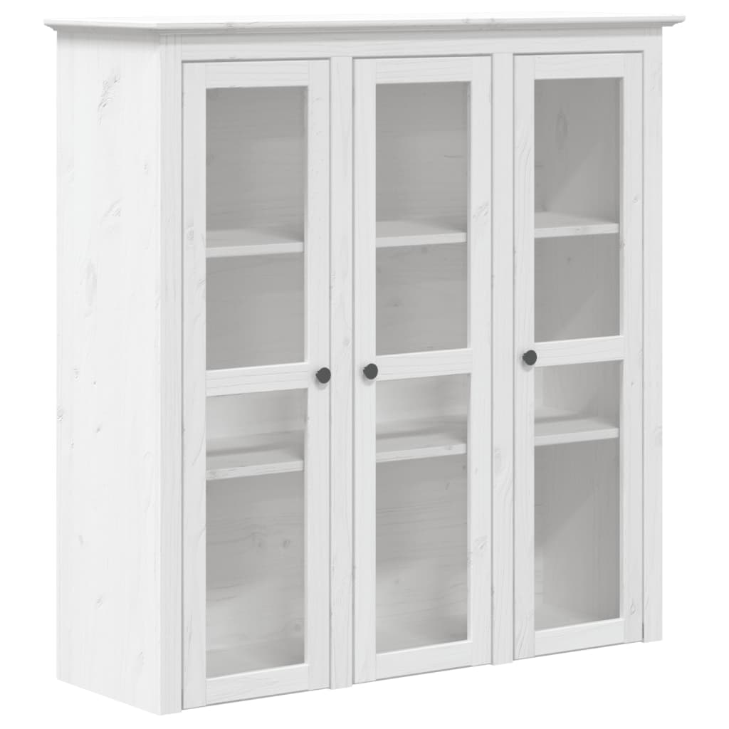 Armoire avec portes vitrées BODO blanc bois de pin massif - XIOS