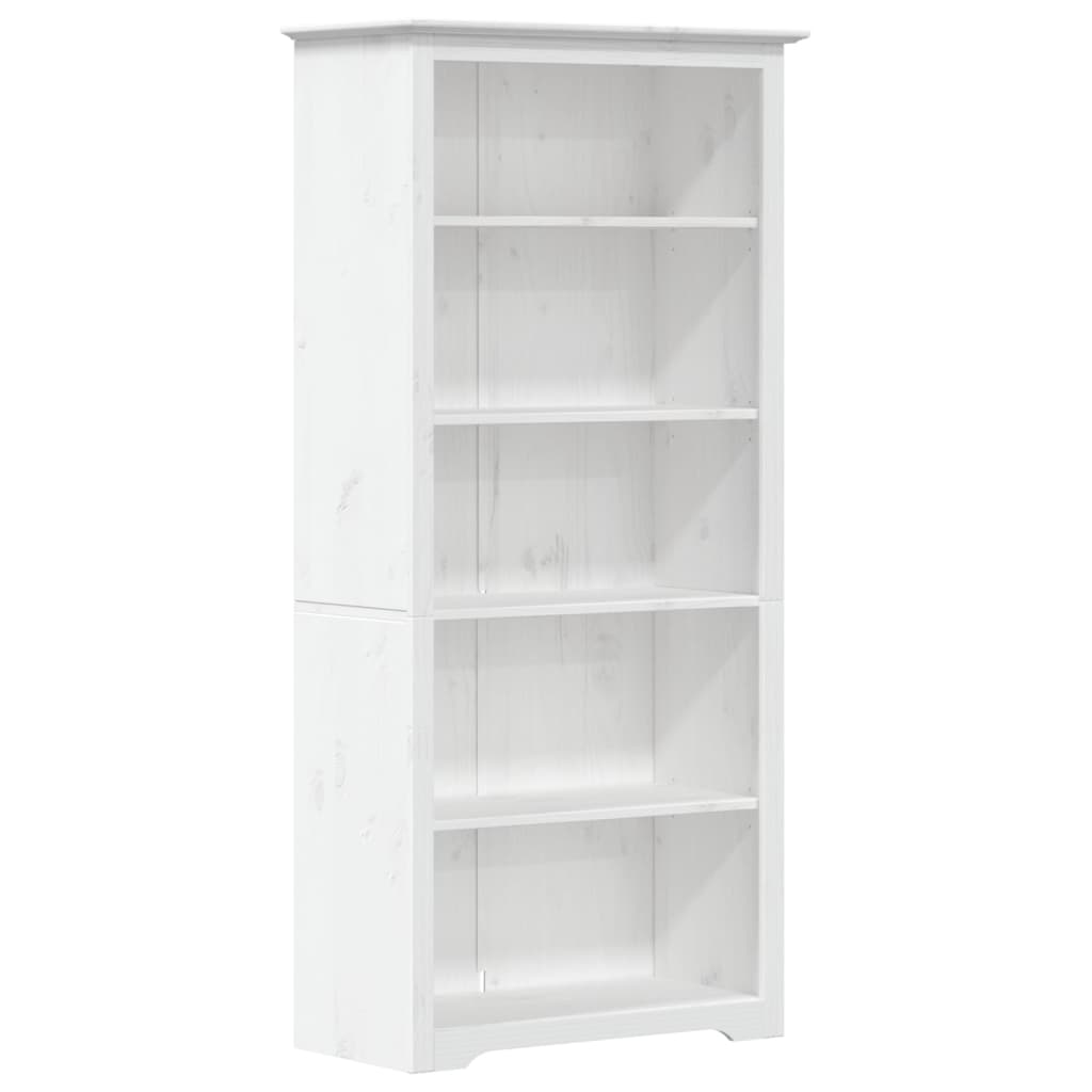 Bibliothèque BODO blanc 82x40x173 cm bois pin massif 5 niveaux - XIOS