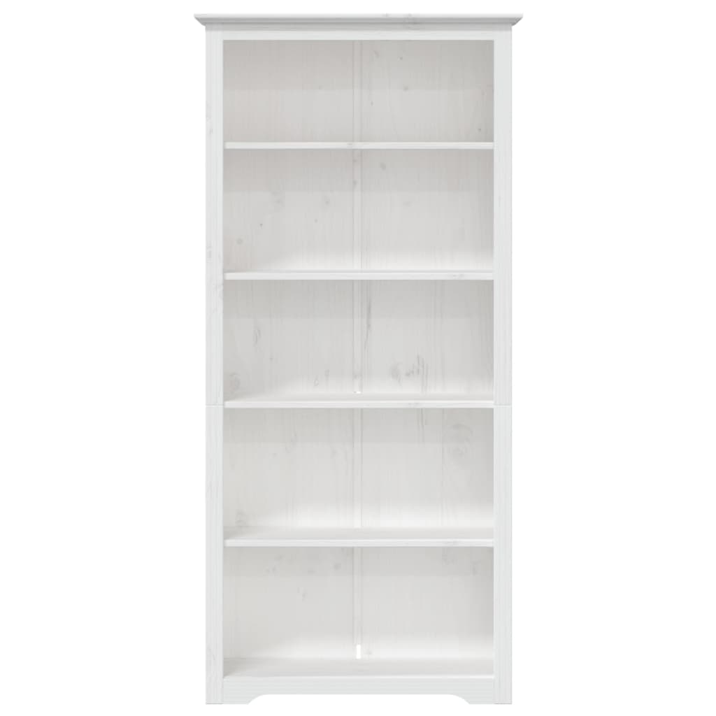 Bibliothèque BODO blanc 82x40x173 cm bois pin massif 5 niveaux - XIOS