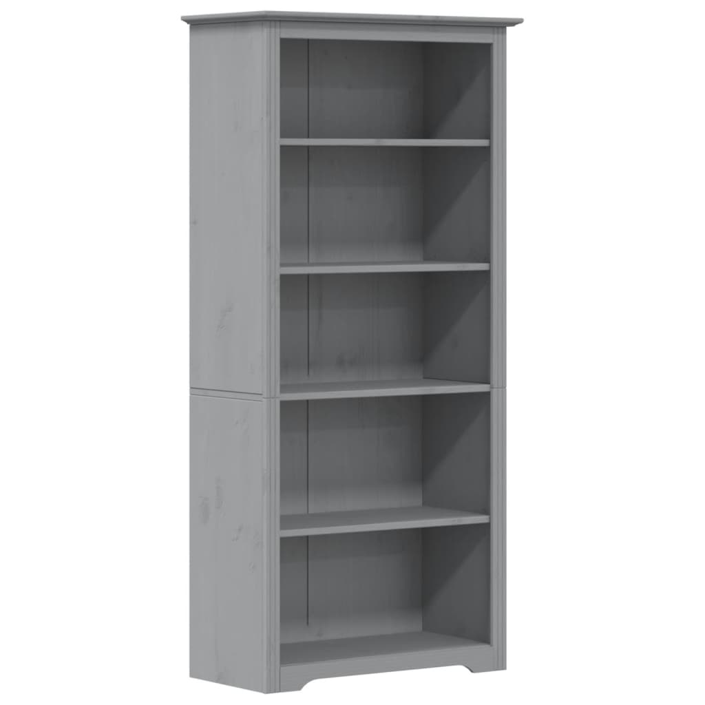 Bibliothèque BODO gris 82x40x173 cm bois pin massif 5 niveaux - XIOS