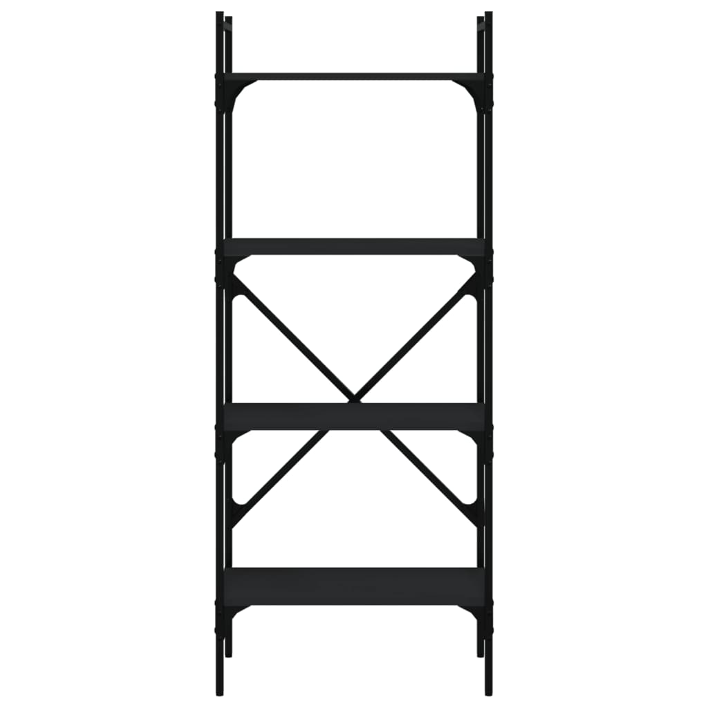 Bibliothèque à 4 niveaux noir 56x31,5x138,5cm bois d'ingénierie - XIOS