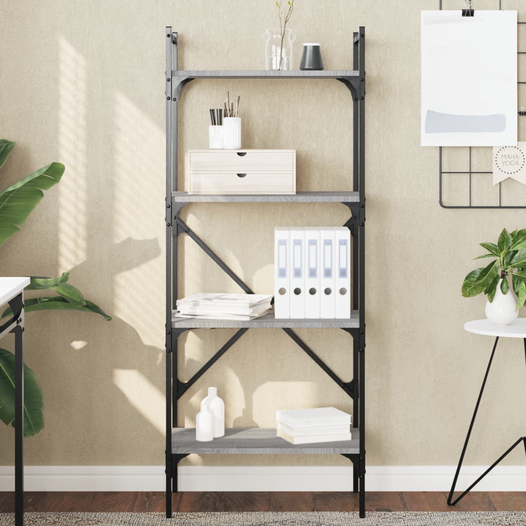 Bibliothèque à 4 niveaux sonoma gris 56x31,5x138,5 cm - XIOS