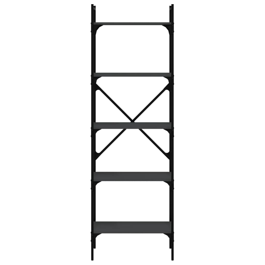 Bibliothèque à 5 niveaux noir 56x31,5x174 cm bois d'ingénierie - XIOS