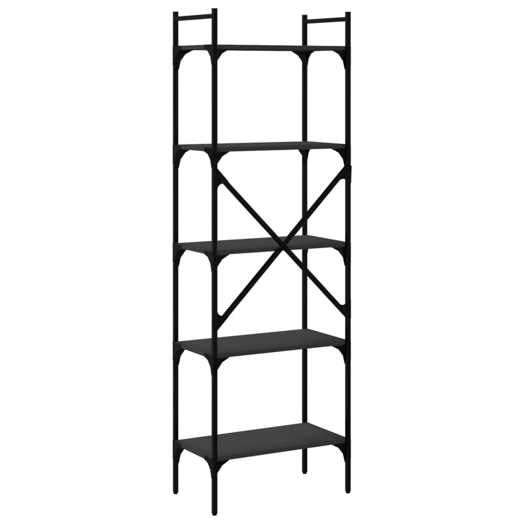 Bibliothèque à 5 niveaux noir 56x31,5x174 cm bois d'ingénierie - XIOS