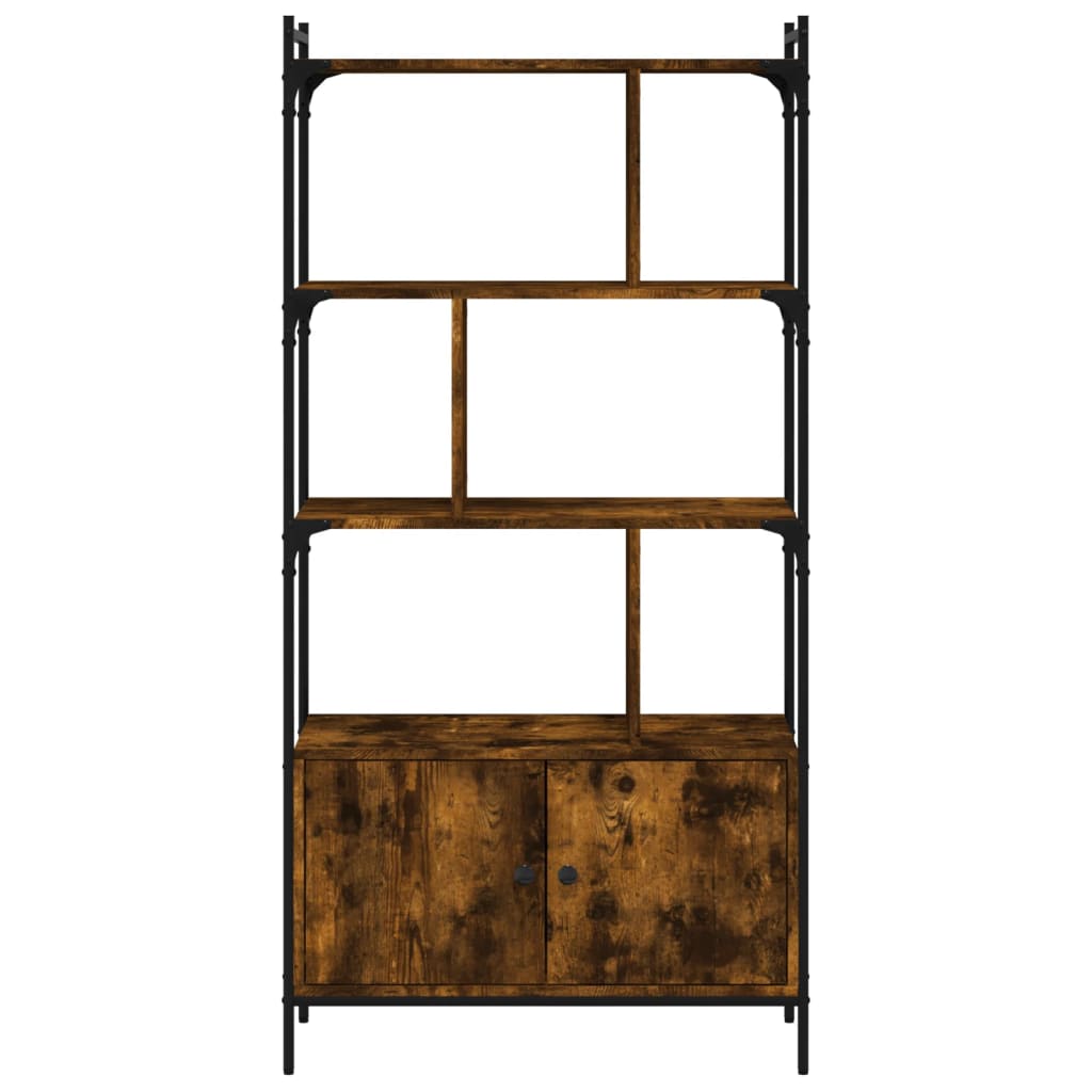 Bibliothèque avec portes chêne fumé 76,5x30x154,5 cm - XIOS