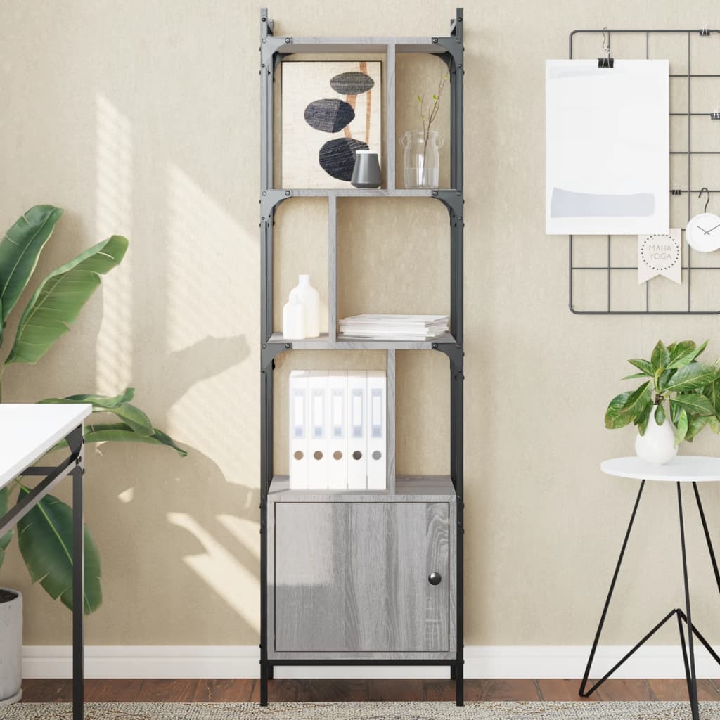 Bibliothèque avec porte sonoma gris 44,5x30x154,5 cm - XIOS