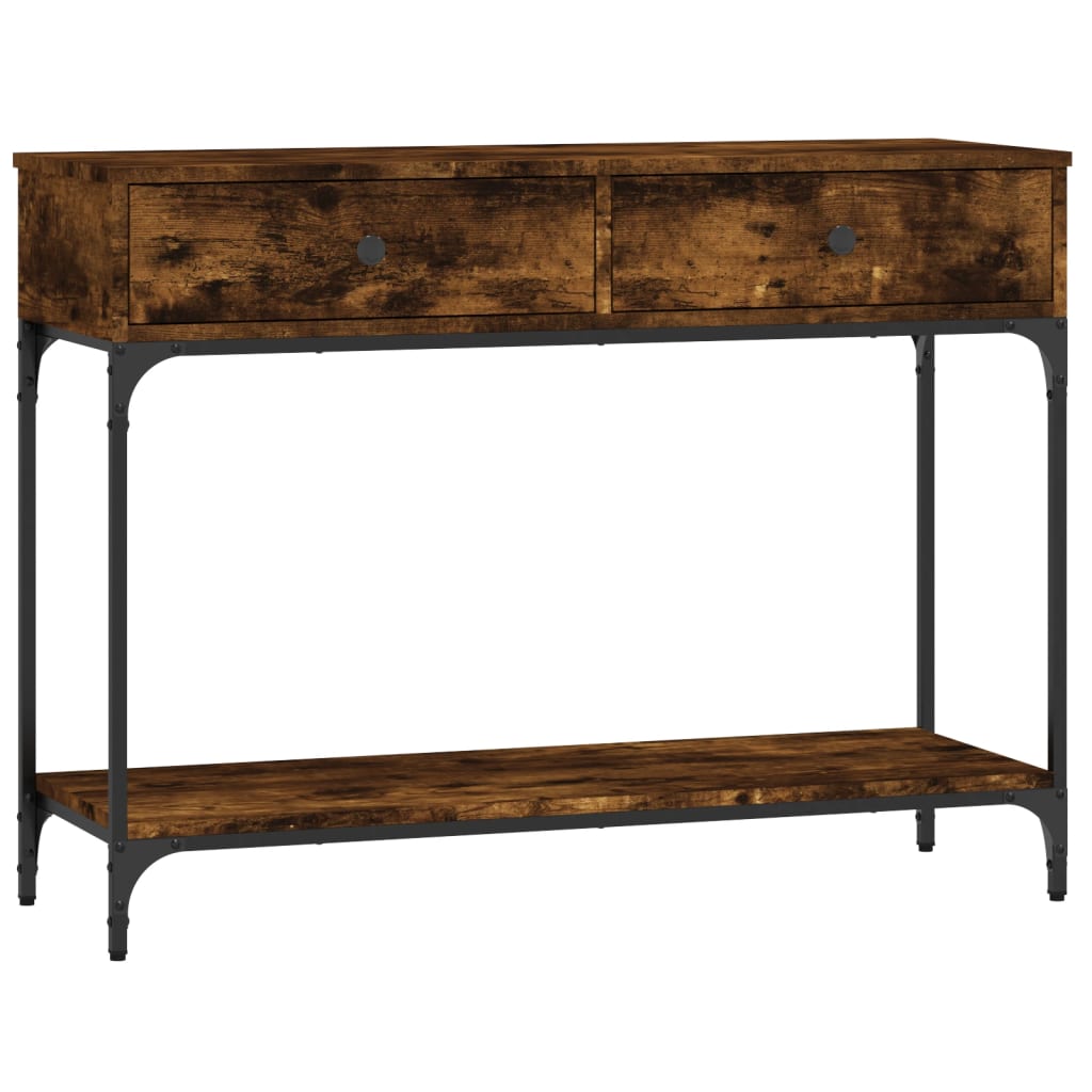 Table console chêne fumé 100x34,5x75 cm bois d'ingénierie - XIOS