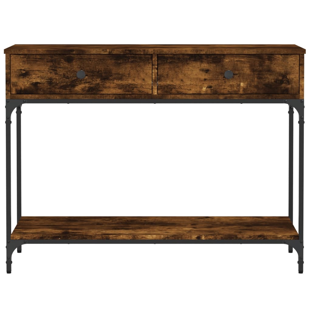 Table console chêne fumé 100x34,5x75 cm bois d'ingénierie - XIOS