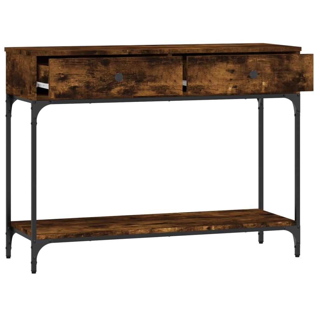 Table console chêne fumé 100x34,5x75 cm bois d'ingénierie - XIOS