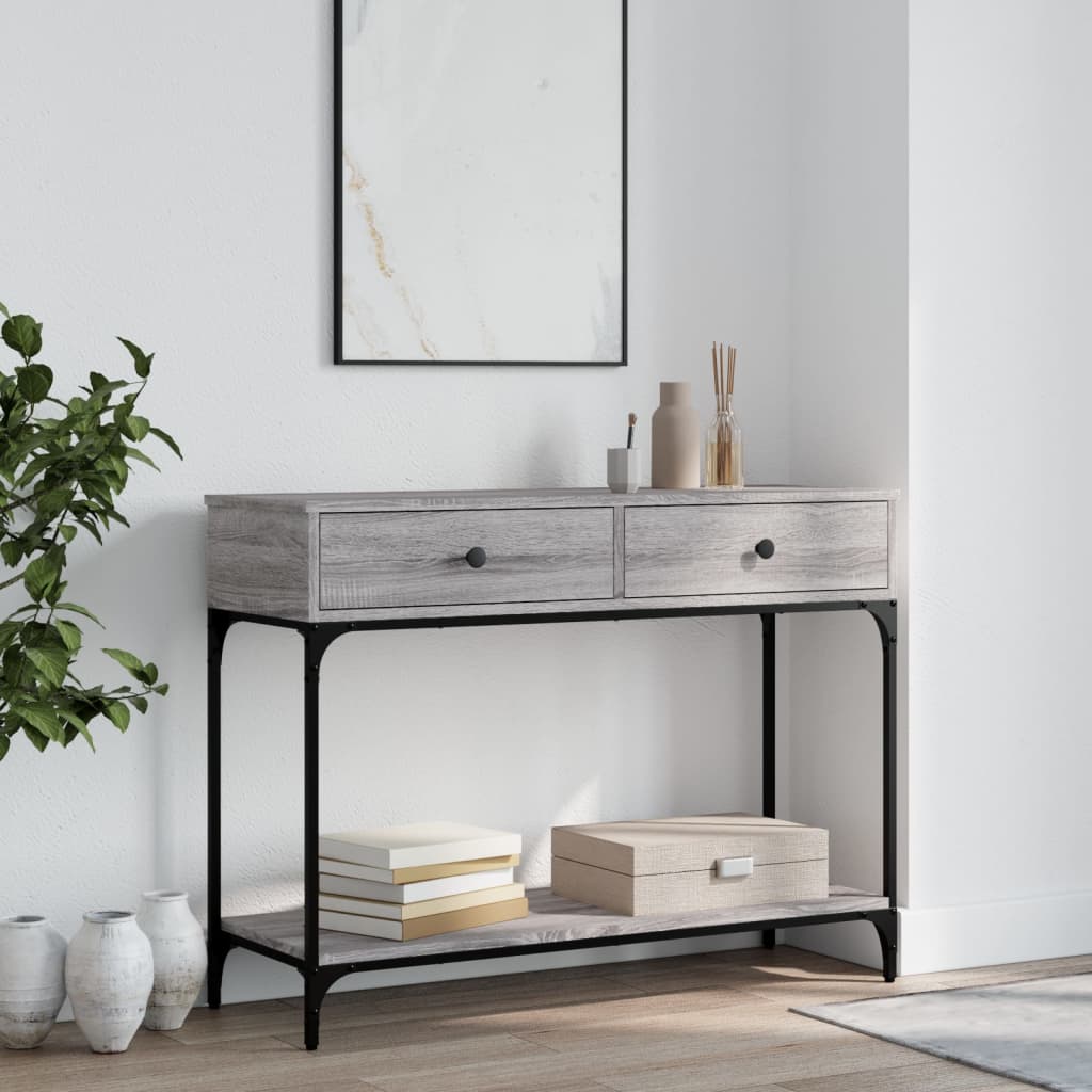 Table console sonoma gris 100x34,5x75 cm bois d'ingénierie - XIOS