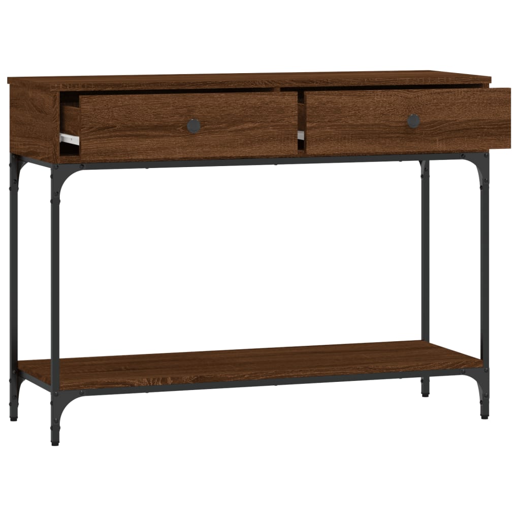 Table console chêne marron 100x34,5x75 cm bois d'ingénierie - XIOS