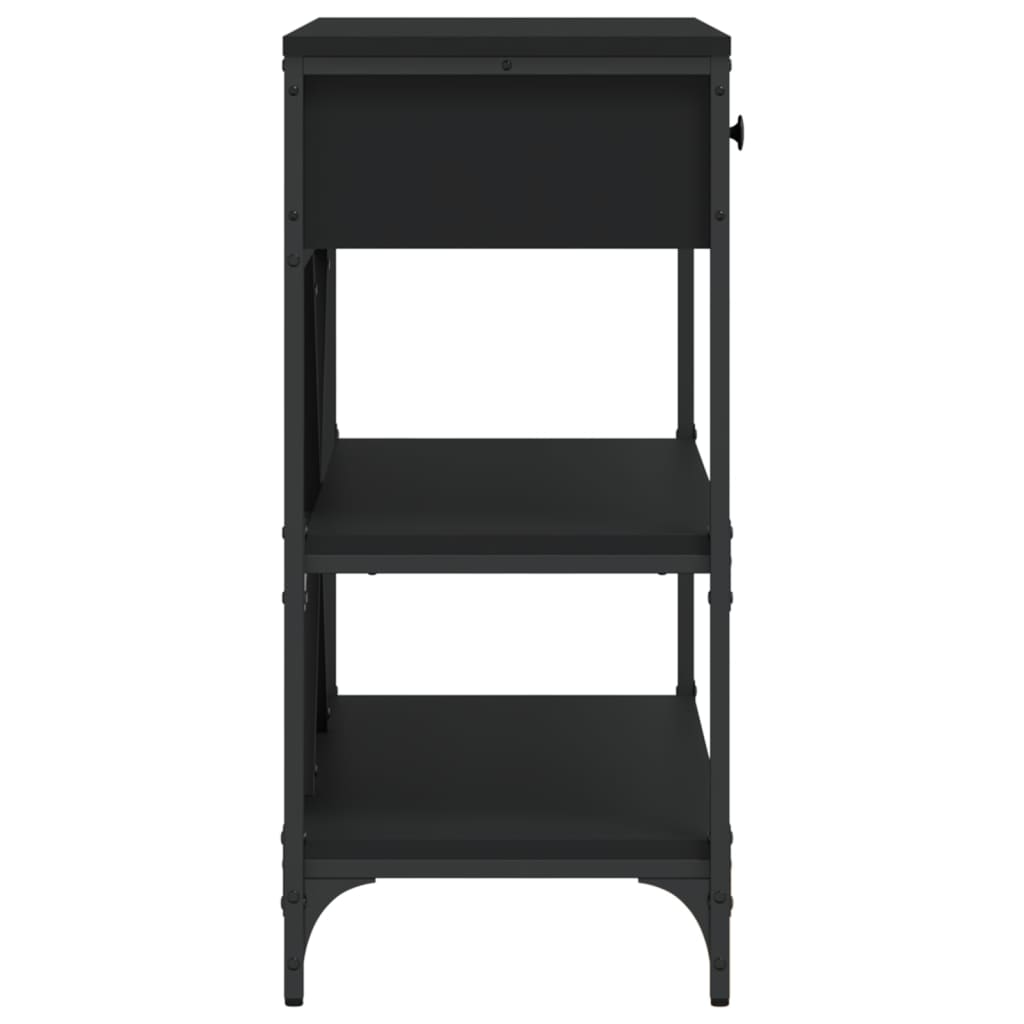 Table console avec tiroirs et étagères noir bois d'ingénierie - XIOS