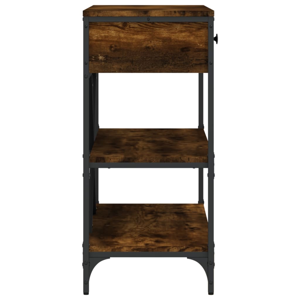 Table console avec tiroirs et étagères chêne fumé - XIOS