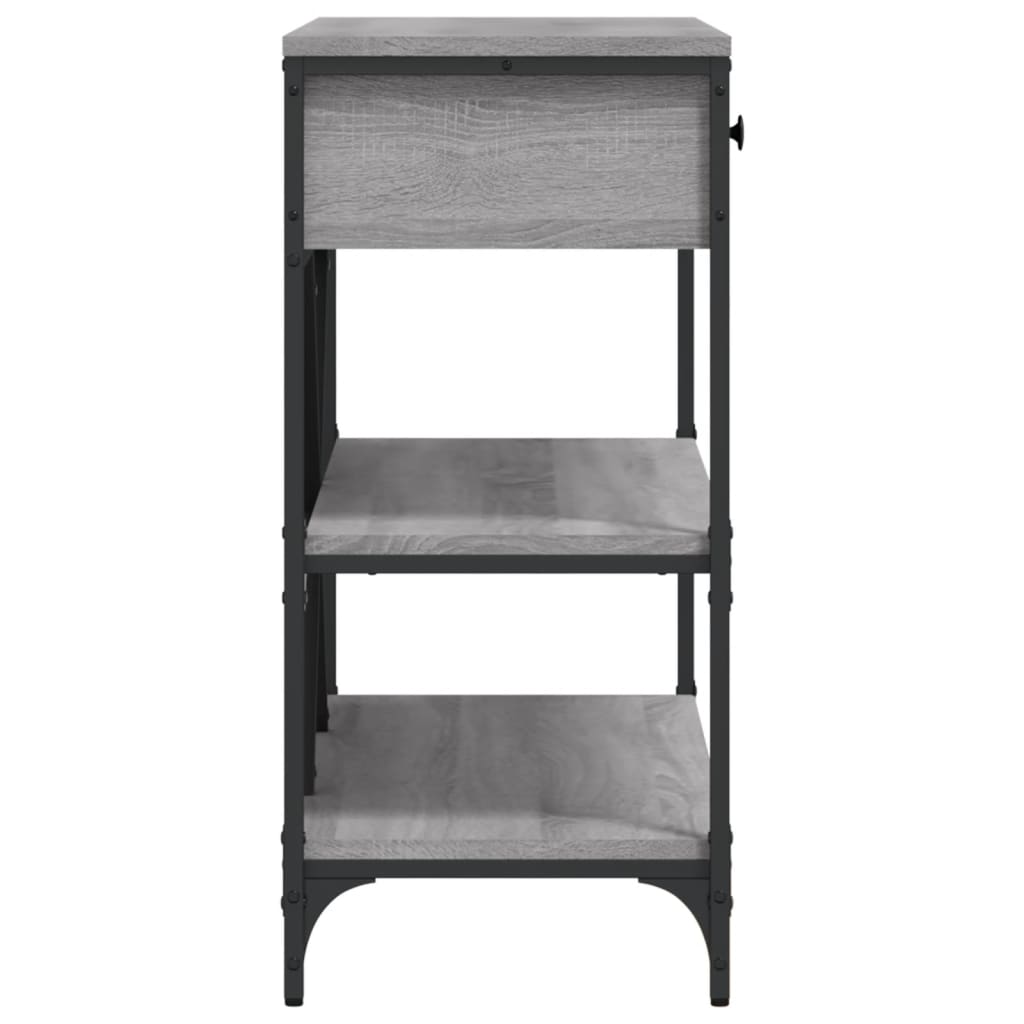 Table console avec tiroirs et étagères gris bois d'ingénierie - XIOS