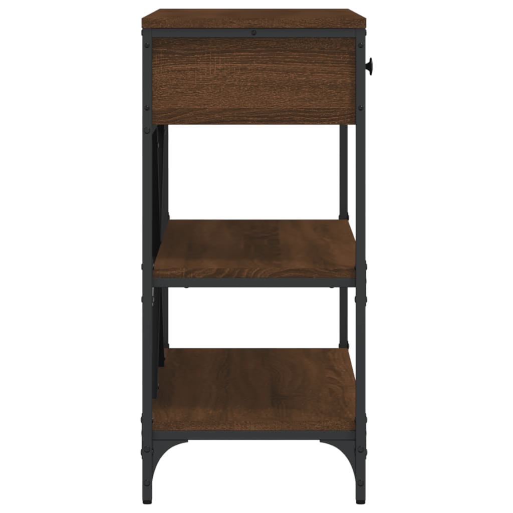 Table console avec tiroirs et étagères chêne marron - XIOS