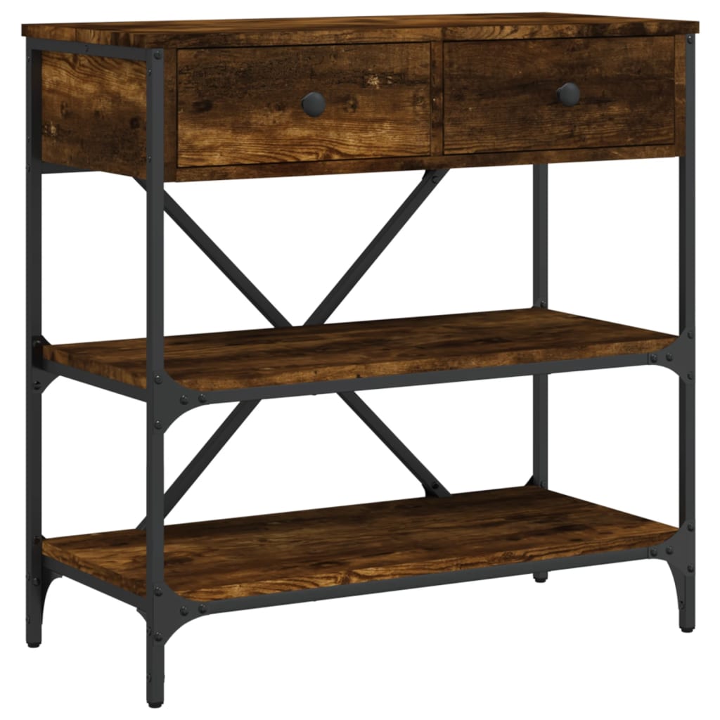 Table console chêne fumé 75x34,5x75 cm bois d'ingénierie - XIOS