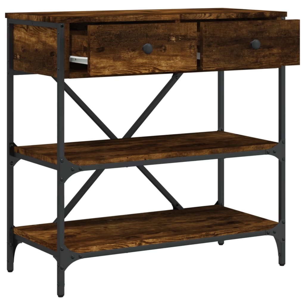 Table console chêne fumé 75x34,5x75 cm bois d'ingénierie - XIOS