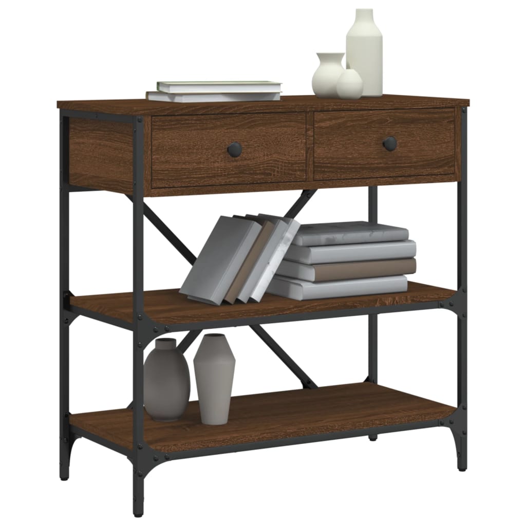 Table console chêne marron 75x34,5x75 cm bois d'ingénierie - XIOS