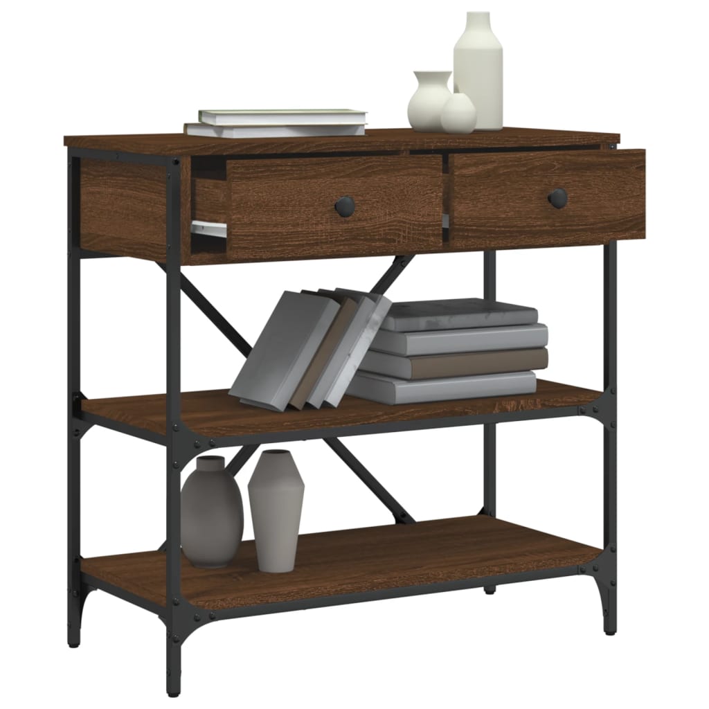 Table console chêne marron 75x34,5x75 cm bois d'ingénierie - XIOS