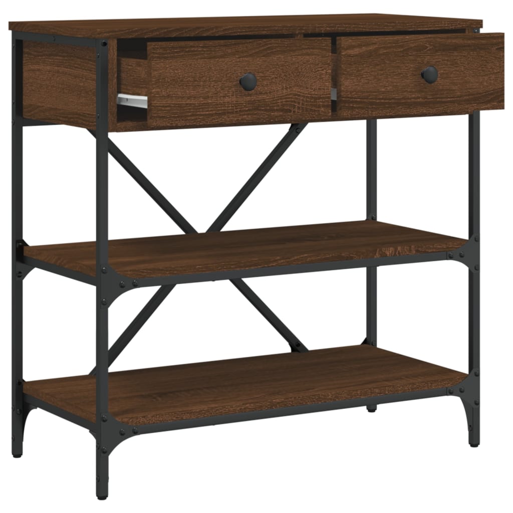 Table console chêne marron 75x34,5x75 cm bois d'ingénierie - XIOS