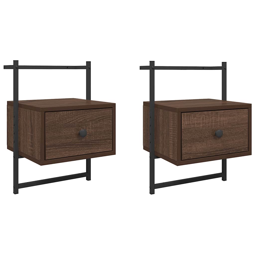 Table de chevet murale 2 pcs chêne marron 35x30x51 cm