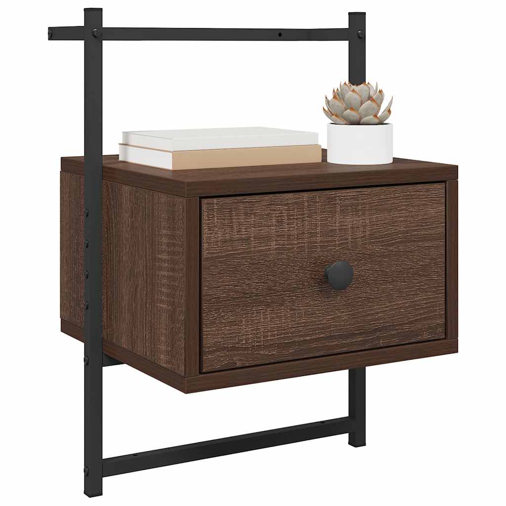 Table de chevet murale 2 pcs chêne marron 35x30x51 cm