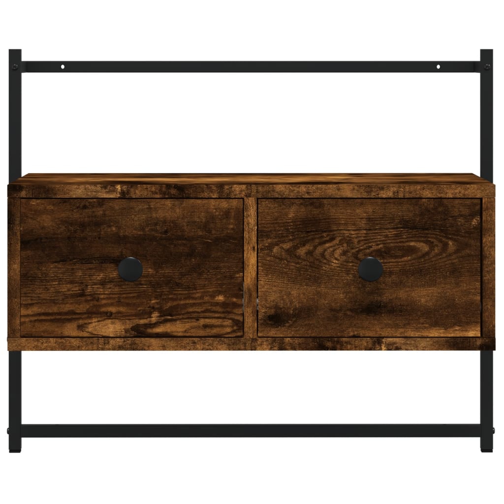 Meuble TV mural chêne fumé 60,5x30x51 cm bois d'ingénierie - XIOS