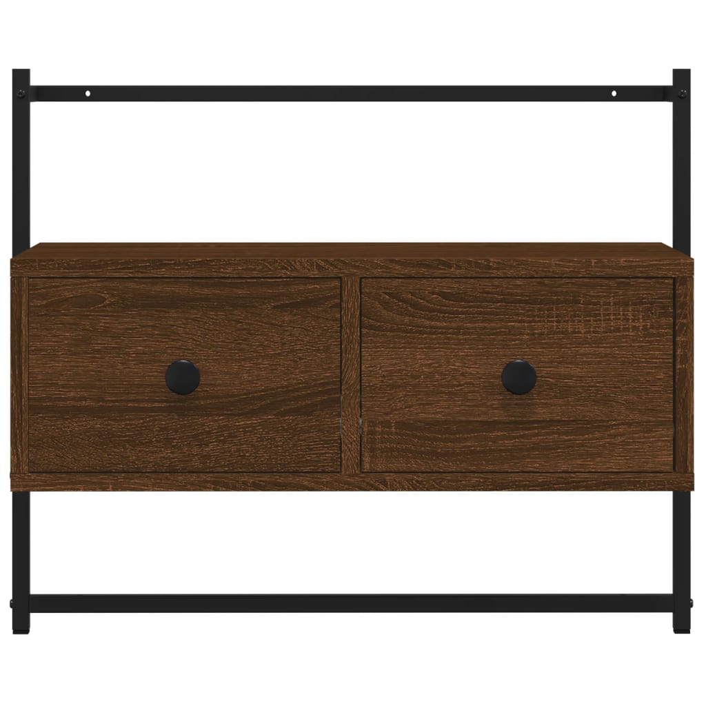 Meuble TV mural chêne marron 60,5x30x51 cm bois d'ingénierie - XIOS