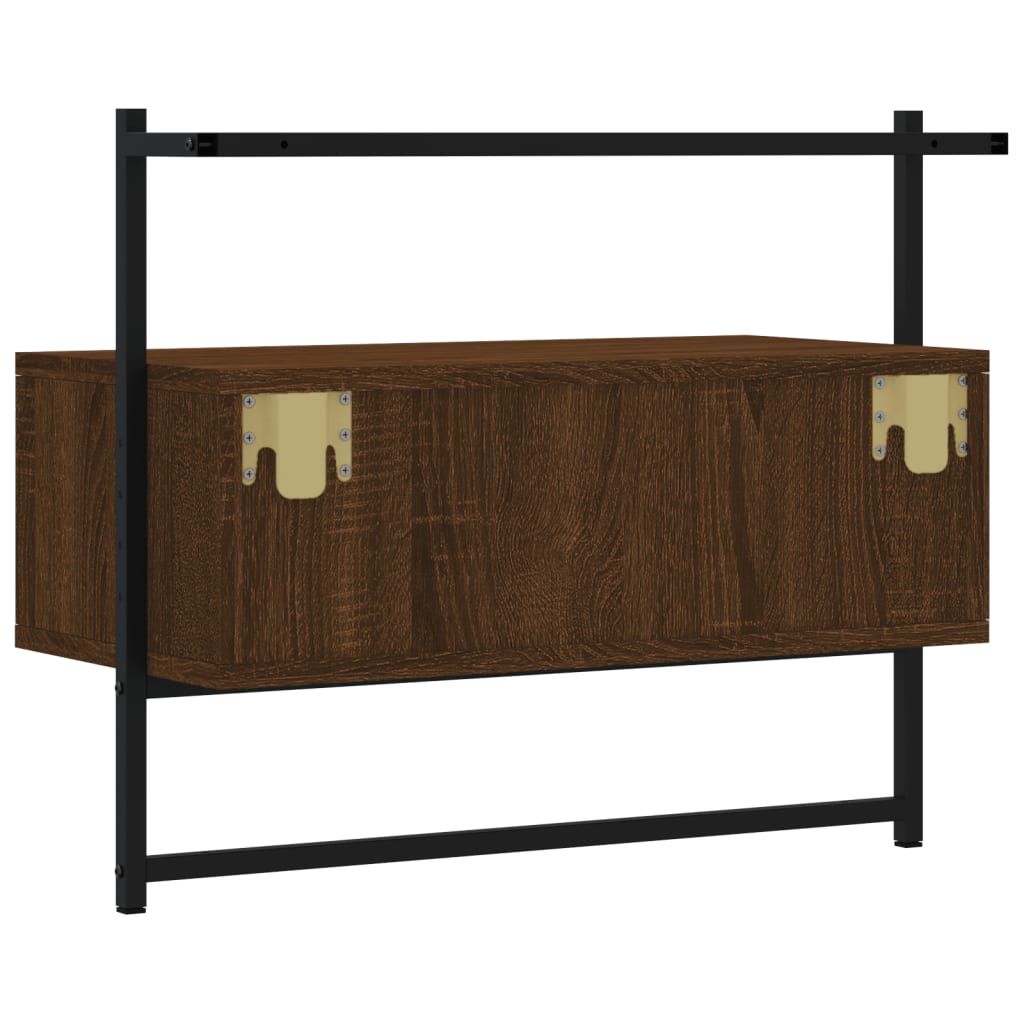 Meuble TV mural chêne marron 60,5x30x51 cm bois d'ingénierie - XIOS