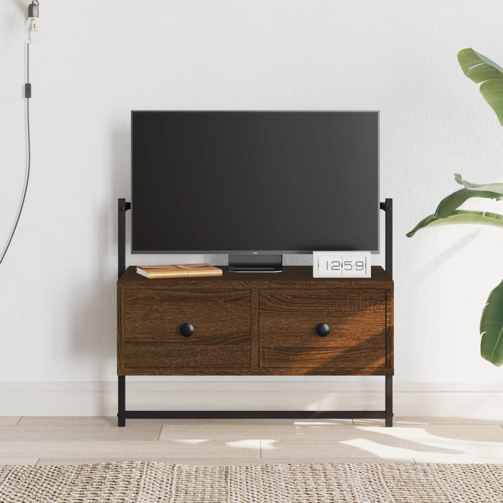 Meuble TV mural chêne marron 60,5x30x51 cm bois d'ingénierie - XIOS
