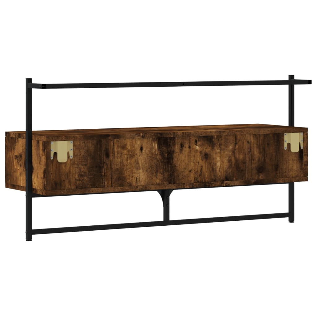 Meuble TV mural chêne fumé 100,5x30x51 cm bois d'ingénierie - XIOS