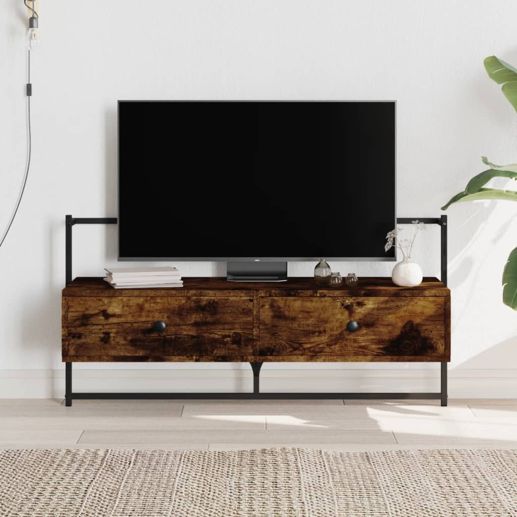 Meuble TV mural chêne fumé 100,5x30x51 cm bois d'ingénierie - XIOS