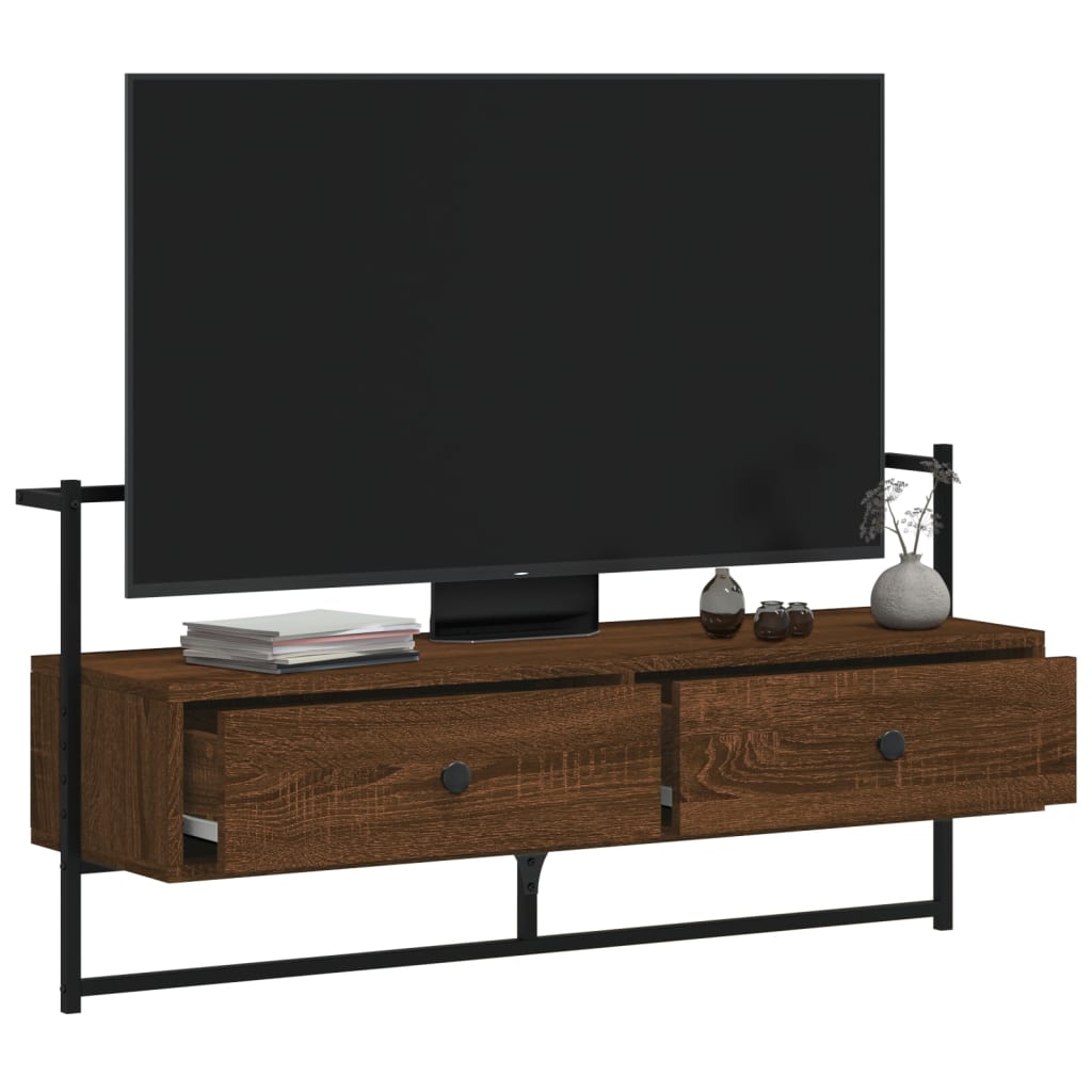 Meuble TV mural chêne marron 100,5x30x51 cm bois d'ingénierie - XIOS