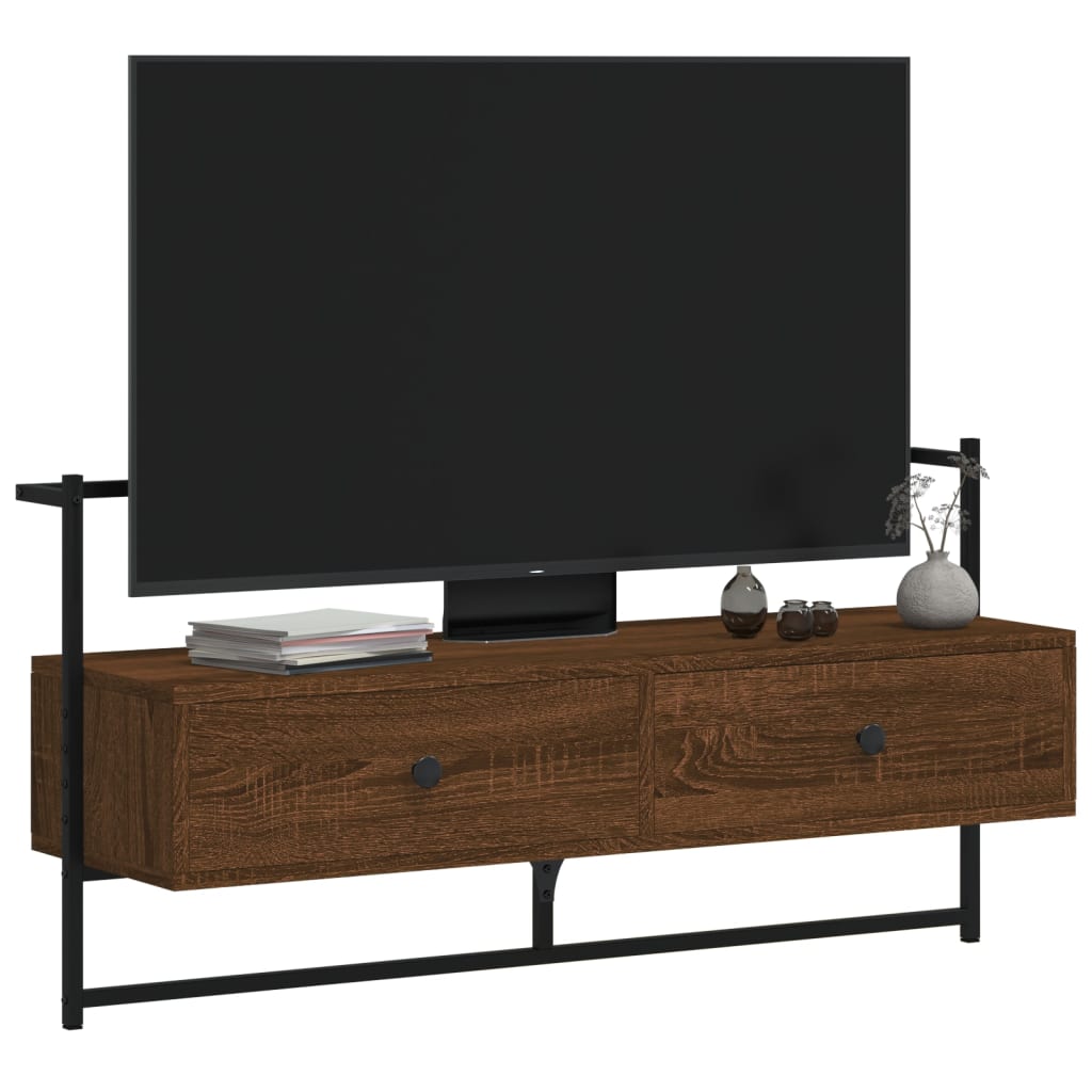 Meuble TV mural chêne marron 100,5x30x51 cm bois d'ingénierie - XIOS
