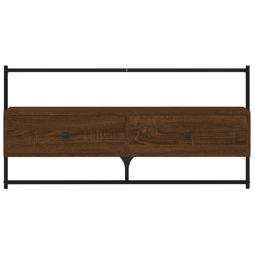 Meuble TV mural chêne marron 100,5x30x51 cm bois d'ingénierie - XIOS