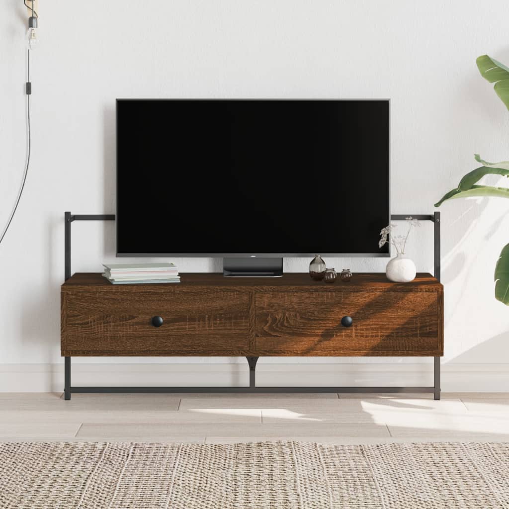 Meuble TV mural chêne marron 100,5x30x51 cm bois d'ingénierie - XIOS
