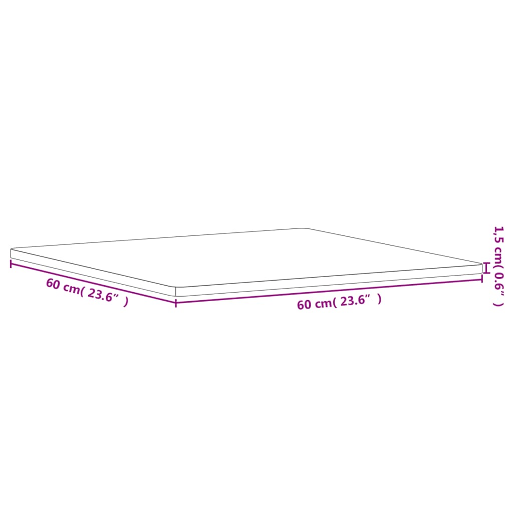 Dessus de table 60x60x1,5 cm carré bois massif de hêtre - XIOS