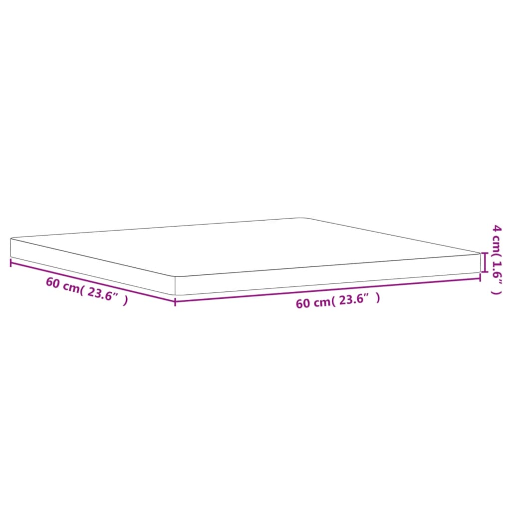 Dessus de table 60x60x4 cm carré bois massif de hêtre - XIOS
