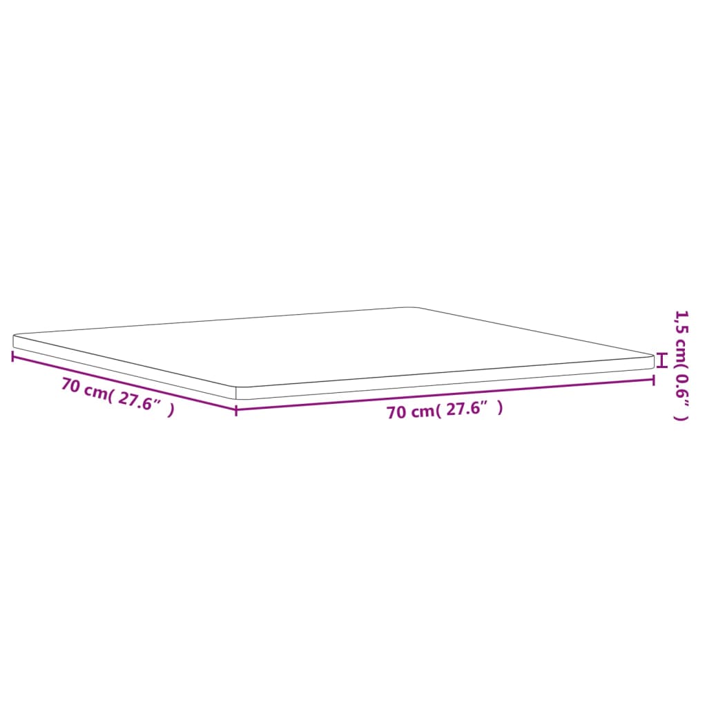 Dessus de table 70x70x1,5 cm carré bois massif de hêtre - XIOS