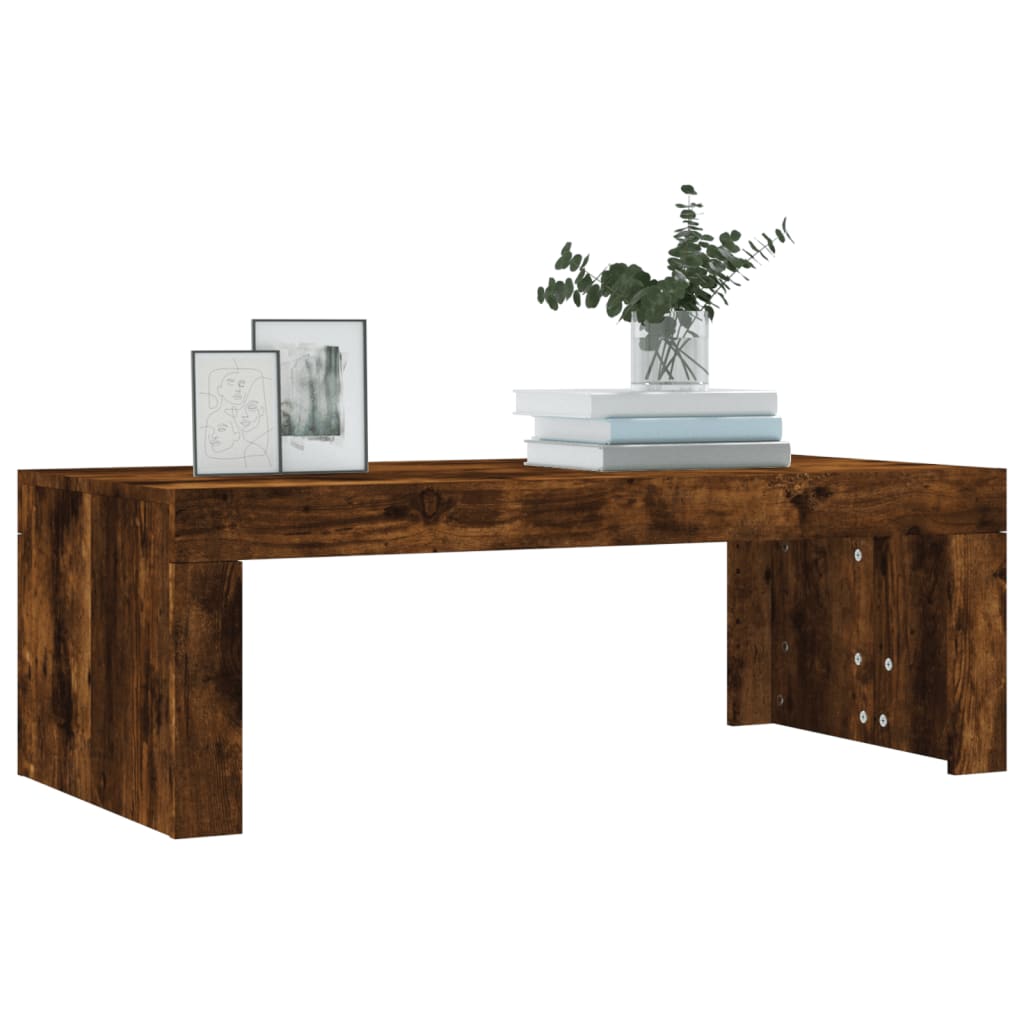 Table basse chêne fumé 102x50x36 cm bois d'ingénierie - XIOS