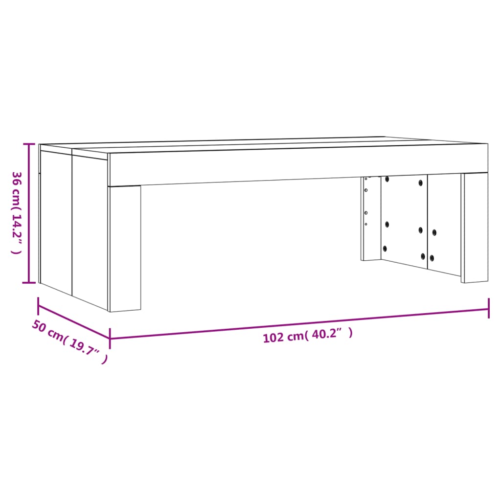Table basse chêne fumé 102x50x36 cm bois d'ingénierie - XIOS